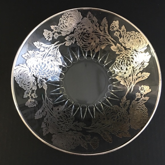 Silver City Console Bowl Serving Bowl Vintage Chrysanthemum 1/4" Silver Border - Picture 2 of 4